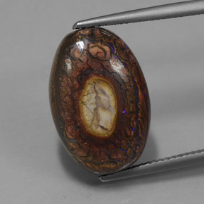 Opala de Pedra Multicolorido Natural 12.77ct, Corte Oval, Opaco