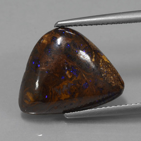 Opala boulder multicolorido natural 9,90ct, forma extravagante, opaco