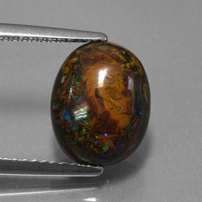 Opala de Pedra Multicolorido Natural 4.40ct, Corte Oval, Opaco