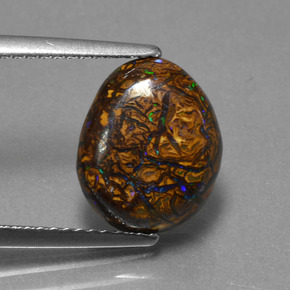 Opala boulder multicolorido natural 3,94ct, forma extravagante, opaco