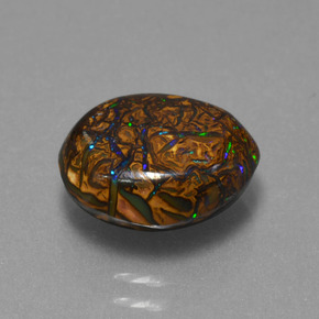 Opala boulder multicolorido natural 3,94ct, forma extravagante, opaco