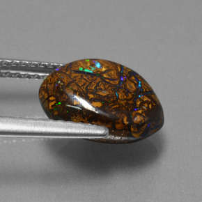 Opala boulder multicolorido natural 3,94ct, forma extravagante, opaco