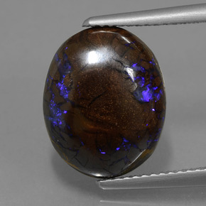 Opala boulder multicolorido natural 7,53ct, corte oval, opaco