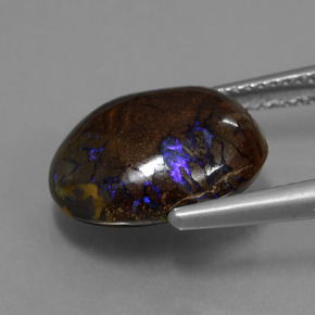 Opala boulder multicolorido natural 7,53ct, corte oval, opaco