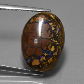 Opala boulder multicolorido natural 13,53ct, corte oval, opaco