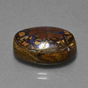 Opala boulder multicolorido natural 13,53ct, corte oval, opaco