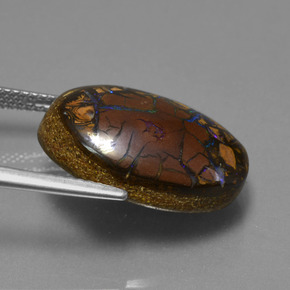 Opala boulder multicolorido natural 13,53ct, corte oval, opaco