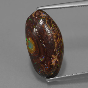 Opala boulder multicolorido natural 4,45ct, forma extravagante, opaco