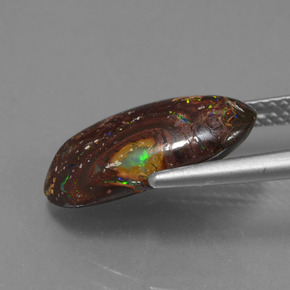 Opala boulder multicolorido natural 4,45ct, forma extravagante, opaco