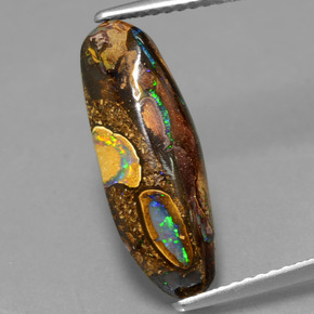Opala boulder multicolorido natural 4,26ct, forma extravagante, opaco