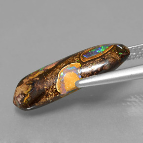 Opala boulder multicolorido natural 4,26ct, forma extravagante, opaco