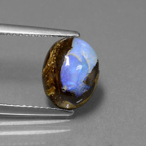 Opala boulder multicolorido natural 2,53ct, corte oval, opaco