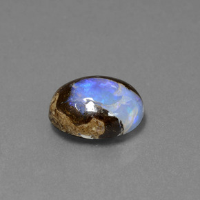 Opala boulder multicolorido natural 2,53ct, corte oval, opaco