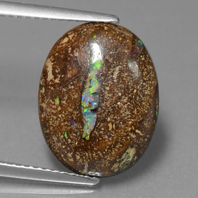 Opala de Pedra Multicolorido Natural 5.89ct, Corte Oval, Opaco