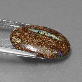 Opala de Pedra Multicolorido Natural 5.89ct, Corte Oval, Opaco