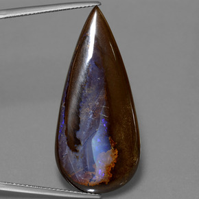 Opala boulder multicolorido natural 29,52ct, formato de pêra, opaco
