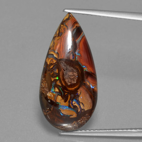 Opala boulder multicolorido natural 11,35ct, formato de pêra, opaco