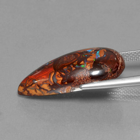 Opala boulder multicolorido natural 11,35ct, formato de pêra, opaco