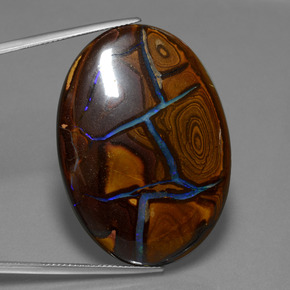 Opala boulder multicolorido natural 66,28ct, corte oval, opaco