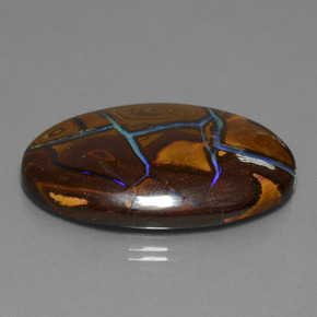 Opala boulder multicolorido natural 66,28ct, corte oval, opaco