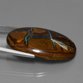 Opala boulder multicolorido natural 66,28ct, corte oval, opaco