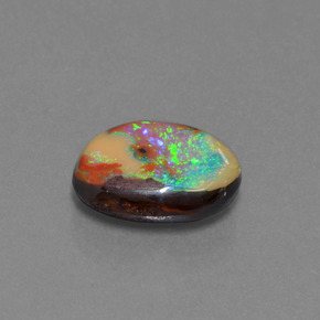 Opala boulder multicolorido natural 6,24ct, forma extravagante, opaco