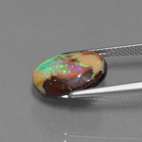 Opala boulder multicolorido natural 6,24ct, forma extravagante, opaco