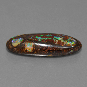 Opala boulder multicolorido natural 27,43ct, corte oval, opaco