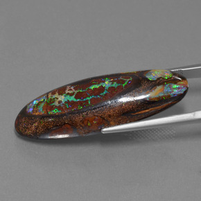 Opala boulder multicolorido natural 27,43ct, corte oval, opaco