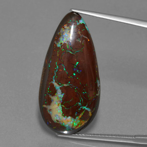 Opala boulder multicolorido natural 22,94ct, formato de pêra, opaco