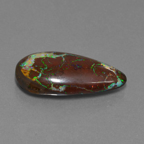 Opala boulder multicolorido natural 22,94ct, formato de pêra, opaco