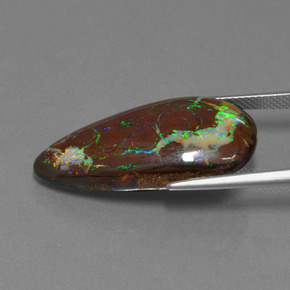 Opala boulder multicolorido natural 22,94ct, formato de pêra, opaco