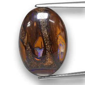 Opala boulder multicolorido natural 12,14ct, corte oval, opaco