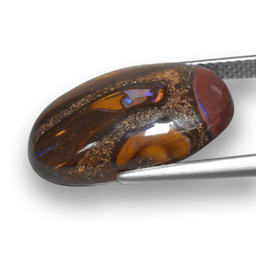 Opala boulder multicolorido natural 12,14ct, corte oval, opaco