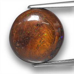 Opala boulder multicolorido natural 6,96ct, corte redondo, opaco