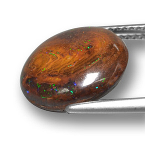 Opala boulder multicolorido natural 6,96ct, corte redondo, opaco