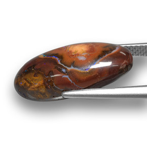 Opala boulder multicolorido natural 10,73ct, corte oval, opaco