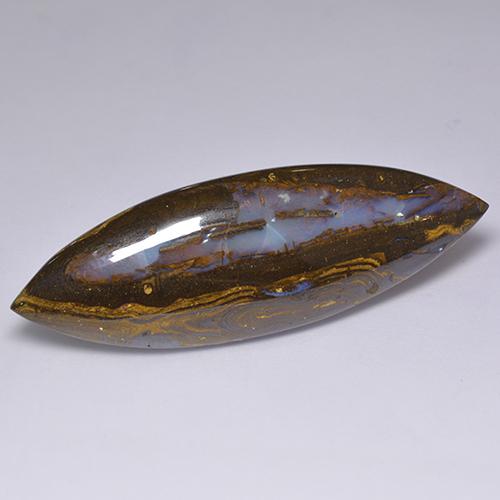 Opala boulder multicolorido natural 36,92ct, marquise, opaco
