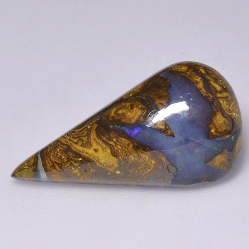 Opala boulder multicolorido natural 7,06ct, formato de pêra, opaco