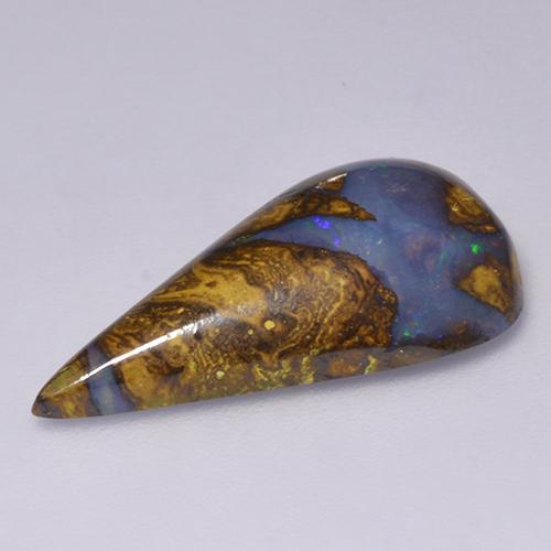 Opala boulder multicolorido natural 7,06ct, formato de pêra, opaco