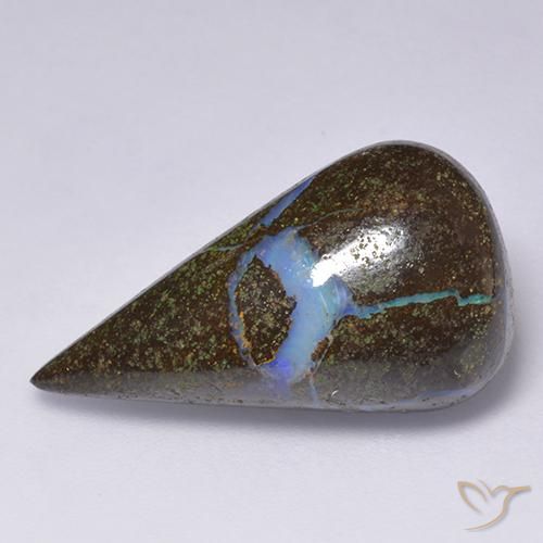14.46ct Natural Multicolorido Opala de Pedra, Formato de pêra, Opaco