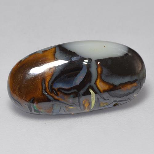 Opala boulder multicolorido natural 6,31ct, corte oval, opaco