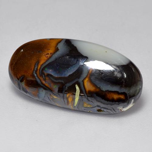 Opala boulder multicolorido natural 6,31ct, corte oval, opaco