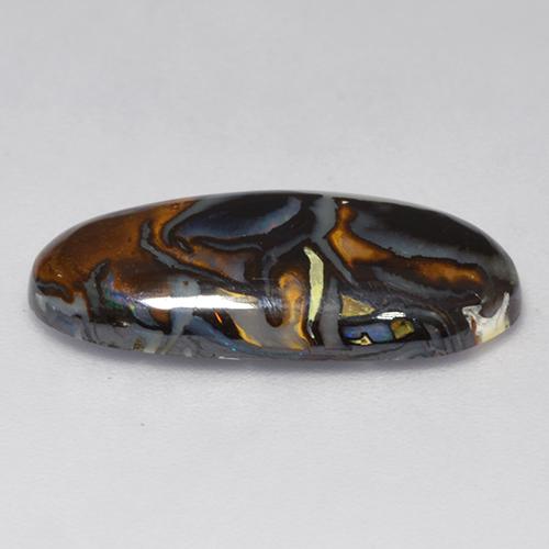 Opala boulder multicolorido natural 6,31ct, corte oval, opaco
