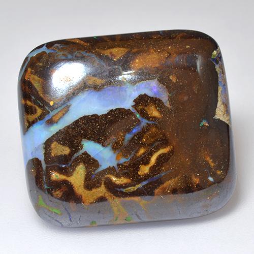 Opala boulder multicolorido natural 25,04ct, almofada cortada, opaco