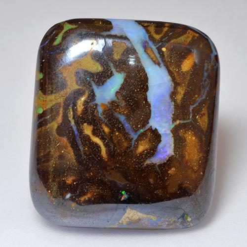 Opala boulder multicolorido natural 25,04ct, almofada cortada, opaco