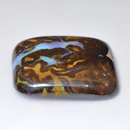 Opala boulder multicolorido natural 25,04ct, almofada cortada, opaco