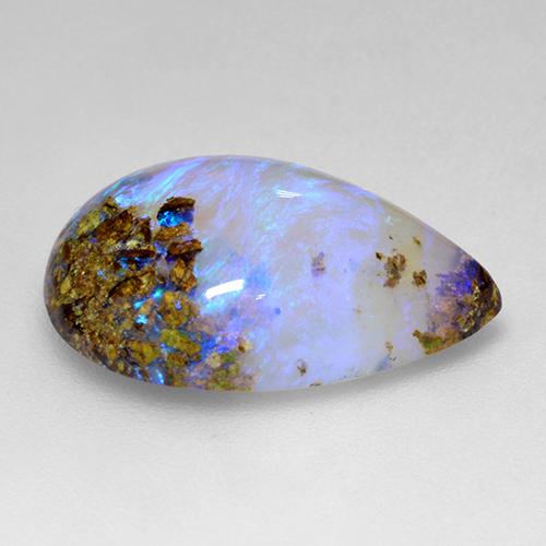 Opala de Pedra Multicolorido Natural 6.22ct, Formato de pêra, Translúcido