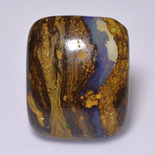Opala boulder multicolorido natural 13,32ct, almofada cortada, opaco