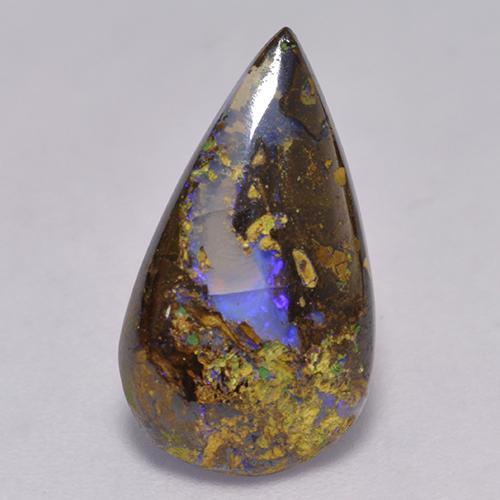 Opala boulder multicolorido natural 2,84ct, formato de pêra, translúcido